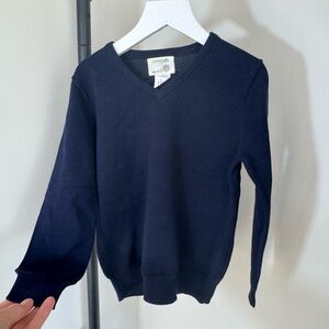 Crewcuts navy cotton v neck sweater